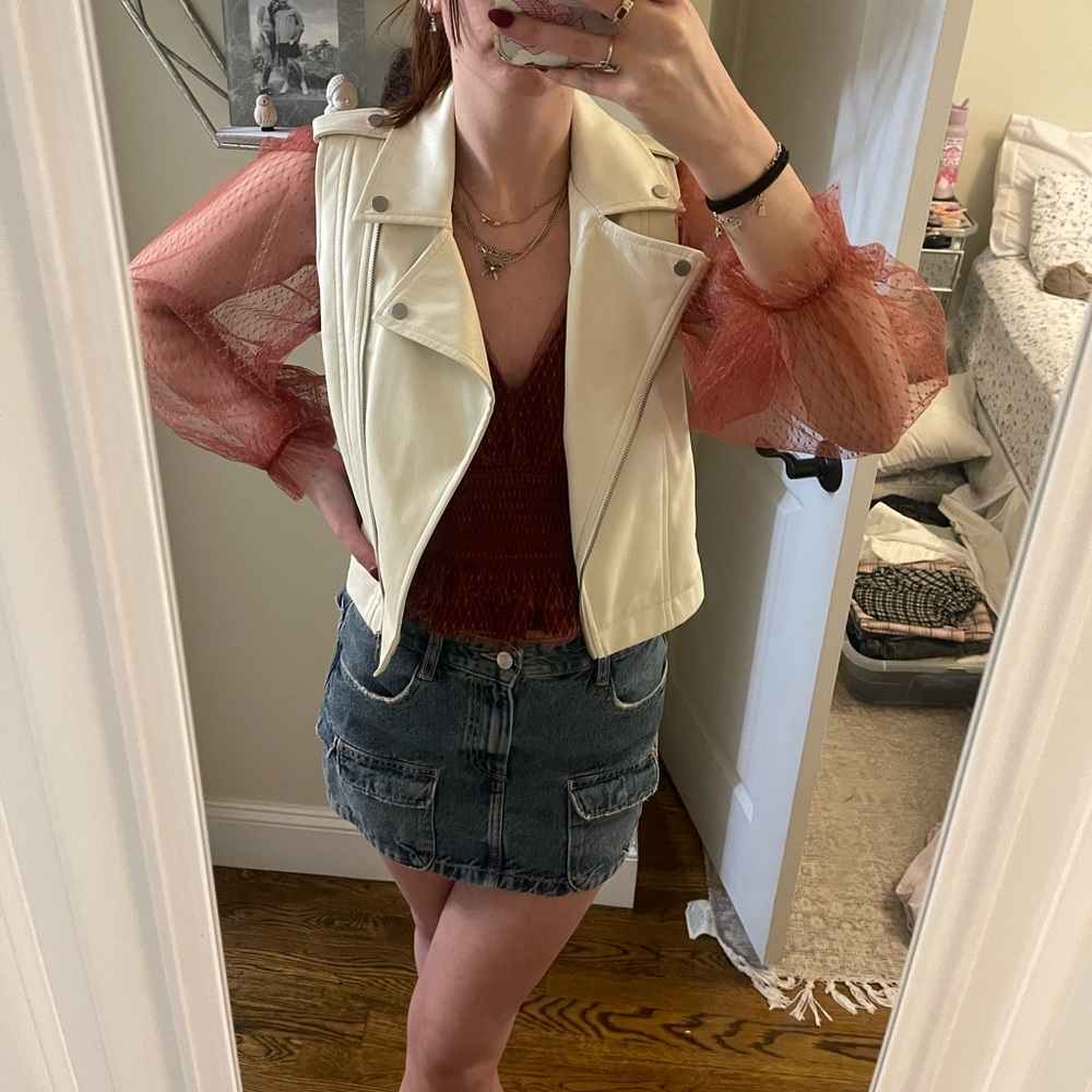 Anthropologie NWT faux leather moto vest